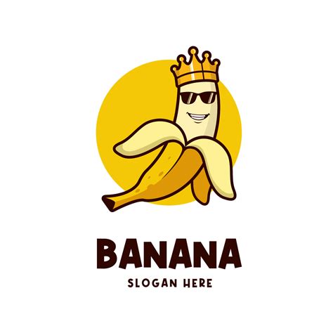 Banana King Logo Banana Illustration With Crown And Cool Glasses