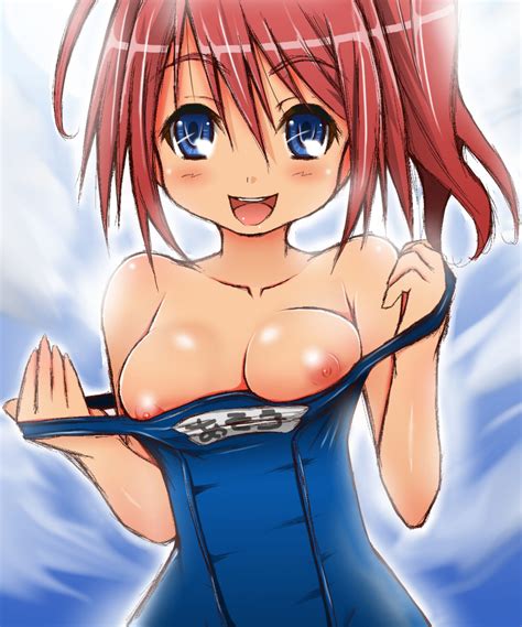 Naz Garyuuya Asou Yui Original Highres 1girl Bare Shoulders Blue Eyes Blush Breasts