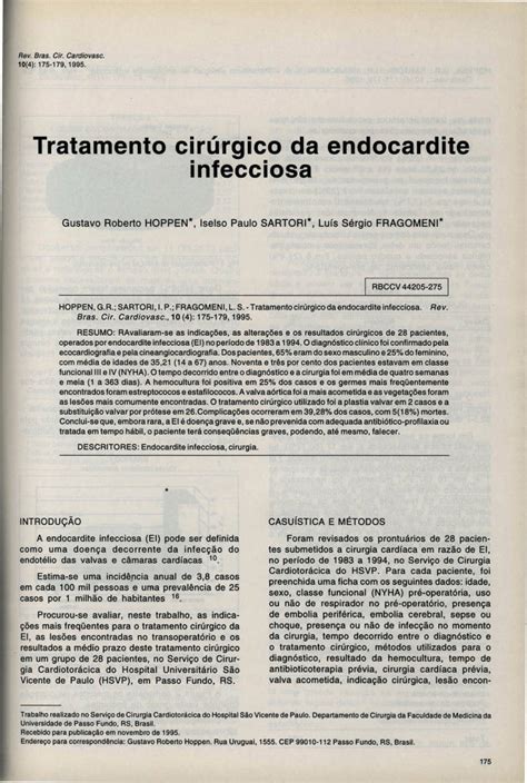Pdf Surgical Treatment Of Infective Endocarditis
