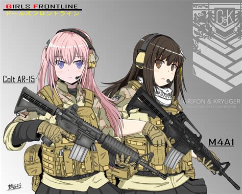 Safebooru 2girls Absurdres Acog Ar 15 Artist Request Assault Rifle Bulletproof Vest Camouflage