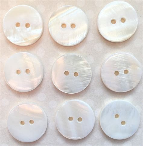 Real Mother Of Pearl Buttons X 9 2 Hole Buttons 1012513mm Etsy