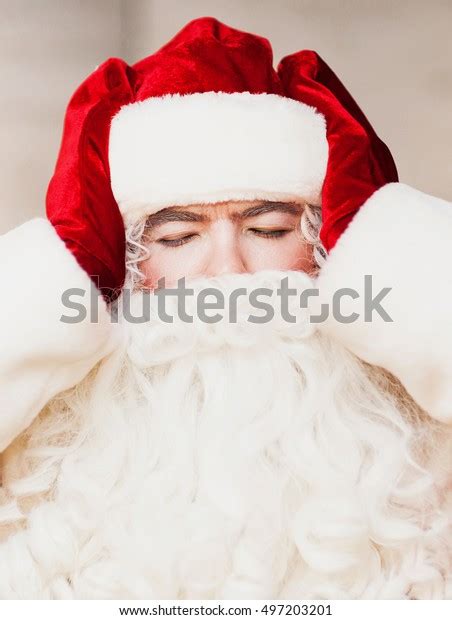 Santa Claus Thinking Hard Having Headache Stock Photo 497203201