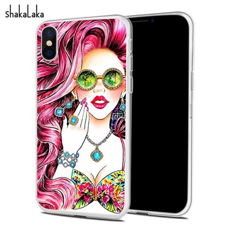 Sexy Girl Soft Phone Case Cover For Iphone X 5 5s Se 6 6s 7 8 Plus Back Clear Capa Blingbling