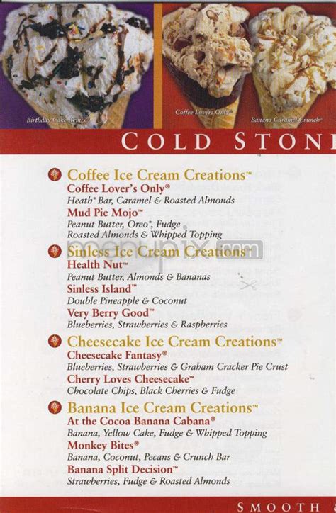 Online Menu Of Cold Stone Creamery Chino Hills Ca