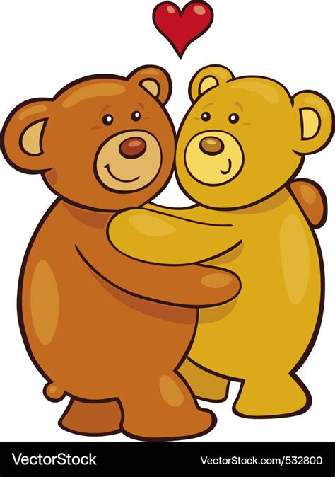 cartoon two teddy bears in love royalty free vector image