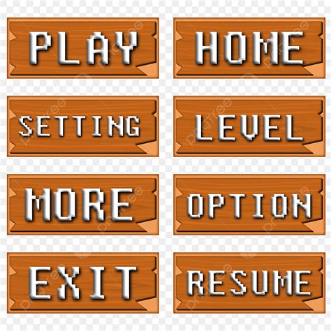 Wooden Button Game Vector Png Images Game Button Set Wooden Png