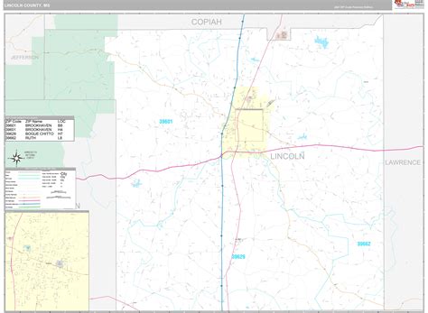 Lincoln County Ms Wall Map Premium Style By Marketmaps Mapsales