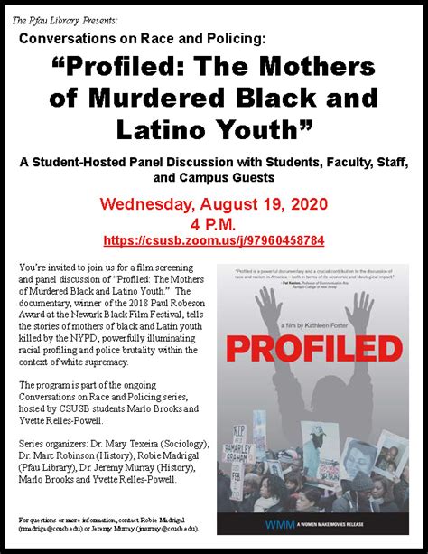 Documentary ‘profiled To Be Featured At Next Conversations On Race And Policing On Aug 19