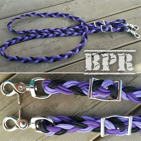 This flat braided paracord watchband/strap was made with three 36 inch gutted strands of paracord. Adjustable Reins 6 Strand Flat Braid Custom Colors Paracord Horse Tack Barrel Reins- Scissor ...