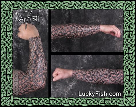 Celtic Interlace Knotwork Sleeve Tattoo — Luckyfish Inc And Tattoo