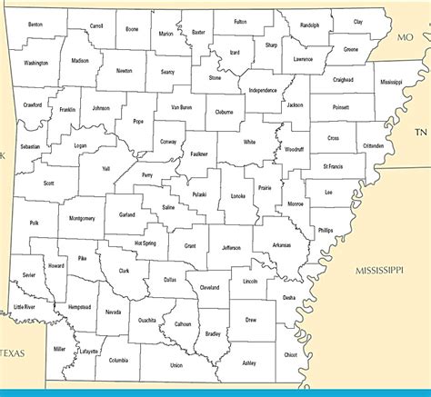 ♥ A Large Detailed Arkansas State County Map