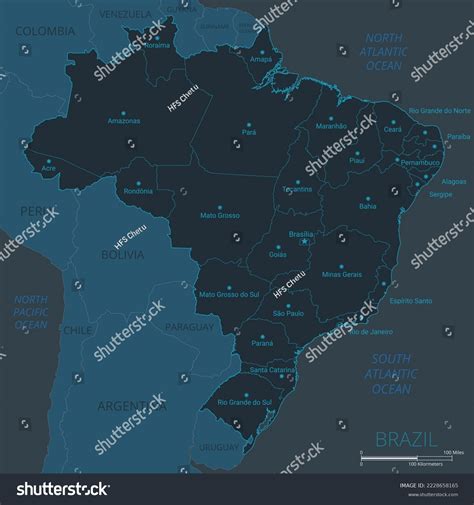 Brazil Map High Detailed Map Brazil Stock Vector Royalty Free