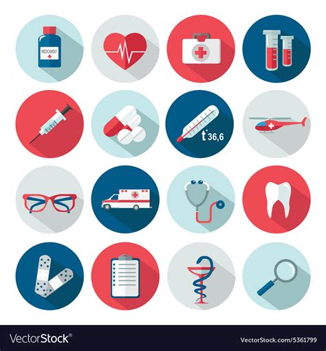 Set Of Medical Healthcare Flat Icons Royalty Free Vector