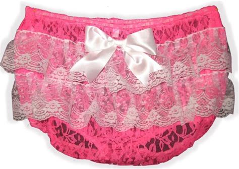 Hot Pink Lace Ruffled Butt Naughty Panties For Adult Sissy Dress Up