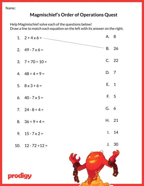 Simple Order Of Operations Worksheets
