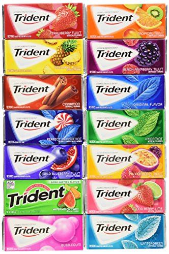 Trident Sugar Free Chewing Gums Pack Of 14 Assorted Flavors Sugar