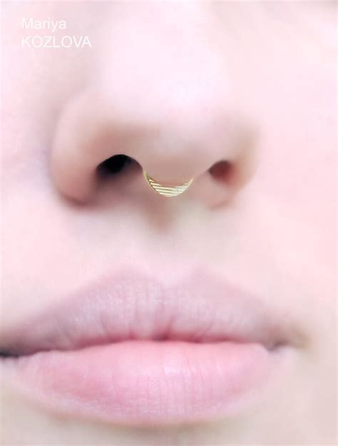 14k Gold Fill Tiny Fake Septum Ring 6mm Faux Septum Hoopsnug Etsy