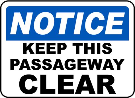 Keep Passageway Clear Sign Save 10 Instantly