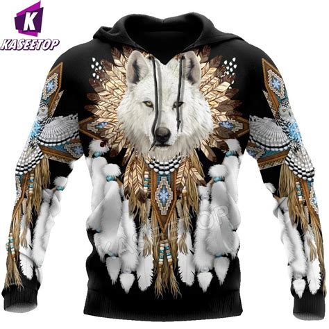 Native Spirit Wolf 3d All Over Printed Fashion Hoodies Mens Sweatshirt