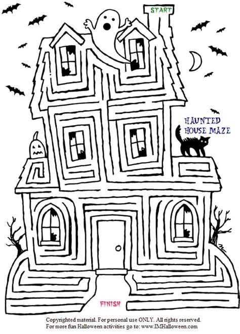 The most difficult of three printable halloween mazes at activity village. Halloween Haunted House Maze | Halloween maze, Halloween ...