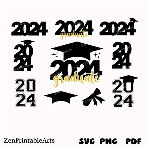 Graduation 2024 SVG Bundle, Class of 2024 Svg Cake Topper, Senior 2024