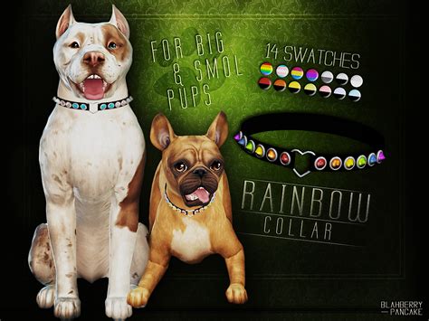 Rainbow Collar For Big And Smol Pups Sims 4 Pets Sims Pets Sims 4