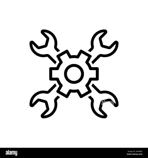 Repair Icon Two Crossed Wrenches And Gear Black Service Icon Vector
