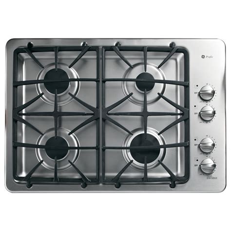 Shop Ge Profile 4 Burner Gas Cooktop Stainless Steel Common 30 In