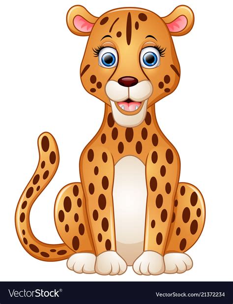 Happy Leopard Cartoon Sitting Royalty Free Vector Image