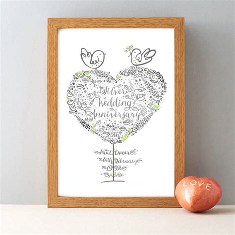 A silver wedding anniversary is also a great time to reverse roles, or do things that you haven't done together for years. 25th silver wedding anniversary personalised print by ...