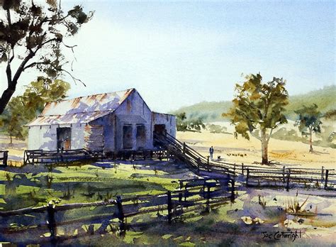 Farm Shed Morning Light And Shadows By Joe Cartwright Watercolor