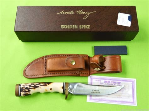 Vintage Us Schrade Uncle Henry 153 Golden Spike Hunting Knife Antique
