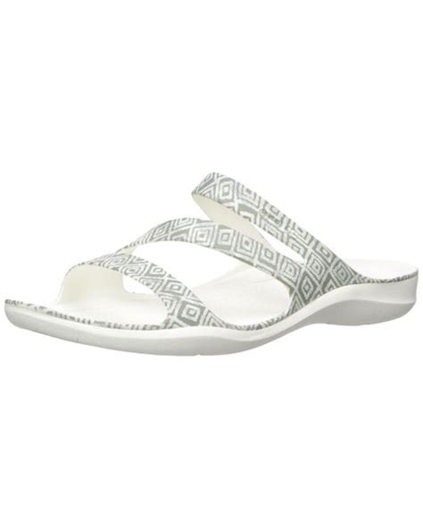 Crocs Swiftwater Graphic Sandal W Clog In Grey Diamond White Black