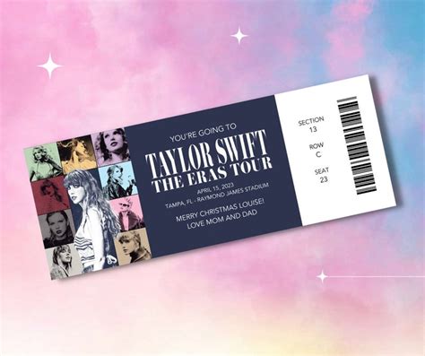 Taylor Swift Eras Tour Ticket Customizable Digital Download Taylor