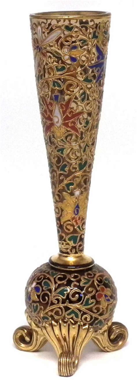 Moser Glass Vase Decorated With Raised Paste Gilding Fancy Glassware Bohemian Glass Antique
