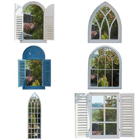 Garden Mirror Large Outdoor Shutters Arched Gothic Rustic