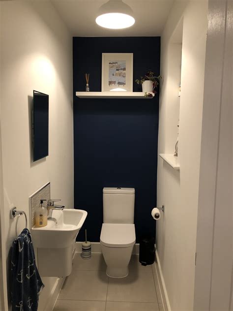 Cloakroom Dark Blue Bathroom Layout Small Toilet Room Bathroom Style