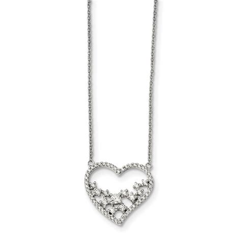 Sterling Silver Cz 18in Heart Necklace Fine Necklaces And Pendants