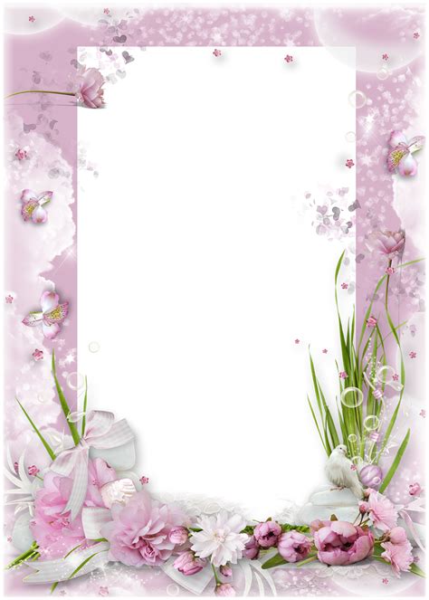 Pink Transparent Frame With Pink Flowers Flower Picture Frames Pink