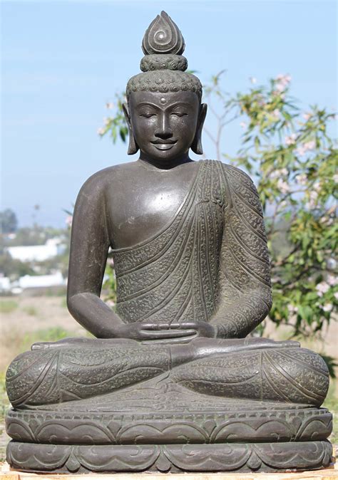 Sold Stone Meditating Buddha With Flame Finial 35 102ls19 Hindu