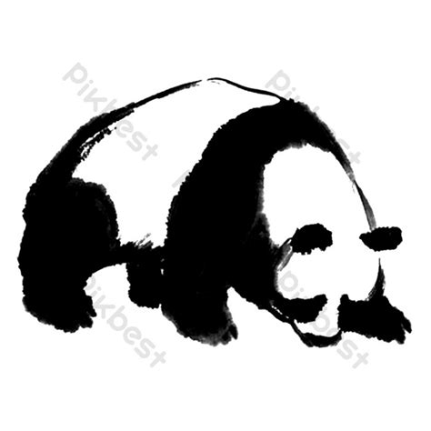 Creative Design Of Giant Panda Chinese Painting Ink Animal Png Images