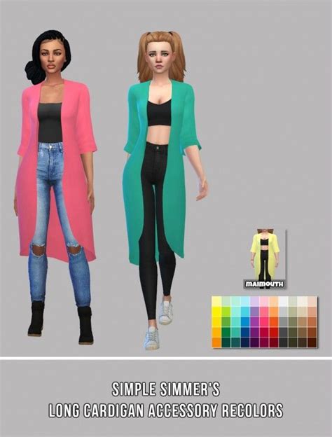 Simsworkshop Long Acc Cardigan Recolors By Maimouth • Sims 4 Downloads