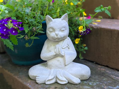 Cat Garden Statue Bareunfinished Concrete Zen Cat Etsy