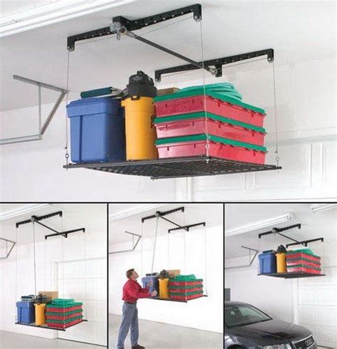 For a smaller garage, try this diy overhead garage storage. 37 Ideas For A Clutter Free Organized Garage - Storage Tips | Garage storage systems, Overhead ...