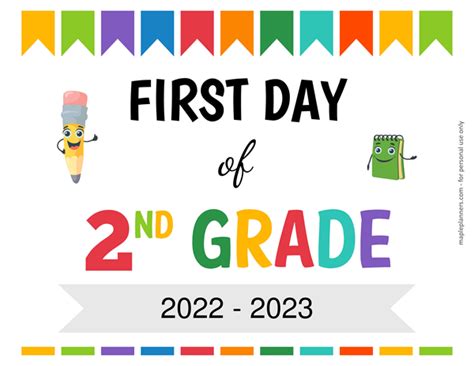 Printable First Day Of School Sign 2nd Grade