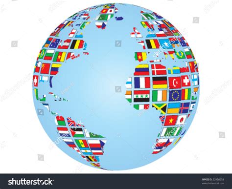 World Globe Flags On Stock Vector 22950253 Shutterstock