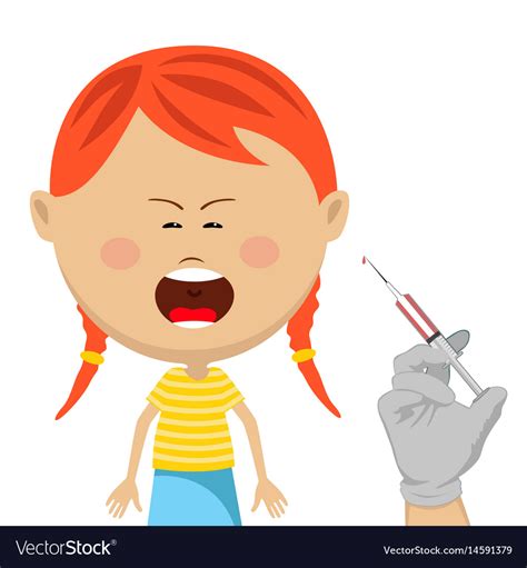 Cute Little Girl Getting Vaccination Crying Vector Image