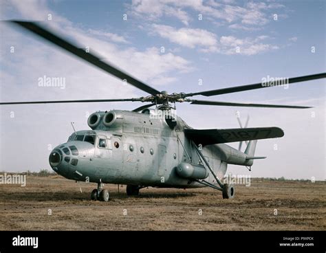 Old Mil Mi6 Soviet Military Heavy Transport Helicopter Stock Photo