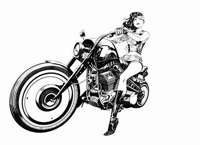 Motorcycle Woman Wonder Dan Mora Biker Drawing