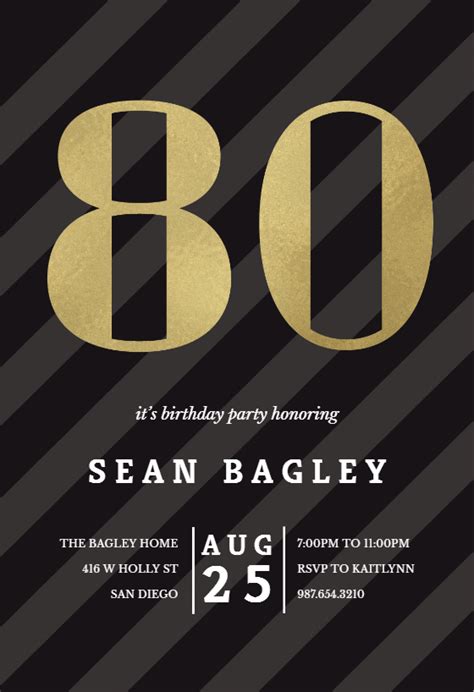 80th Birthday Invitation Templates (Free) | Greetings Island